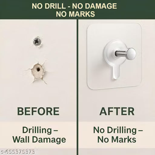 Photo Frame Hooks for Wall Without Drilling, Self Adhesive Hooks for Wall Heavy Duty Strong Nail Free for Hanging Photo Frame, Home, Kitchen & Office(Buy 10 Get 10 Free)