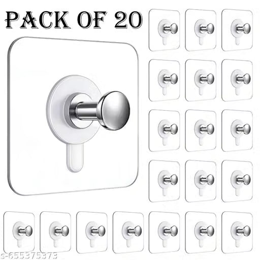 Photo Frame Hooks for Wall Without Drilling, Self Adhesive Hooks for Wall Heavy Duty Strong Nail Free for Hanging Photo Frame, Home, Kitchen & Office(Buy 10 Get 10 Free)