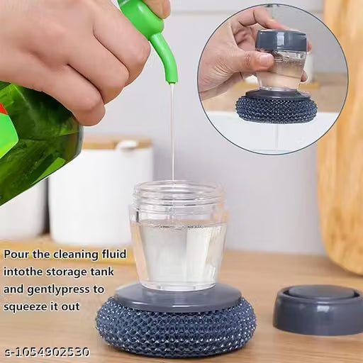 Tar Brush Dish Cleaning Brush with Liquid Dispensar Palm Dishes Pot, pan, Sink scrubbing Household soap Dispenser for Tool Dispensing wash Kitchen Utensils