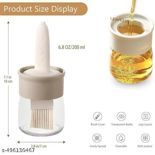 Oil Dispenser for Kitchen, 2 IN 1 Oil Dispenser Bottle with Silicone Basting Brush for Cooking Vinegar Sauce BBQ Grill Frying Baking,Air Fryer (pack of 2)