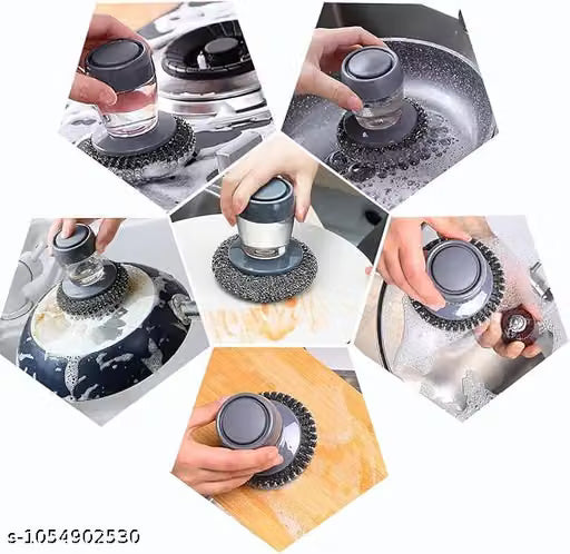 Tar Brush Dish Cleaning Brush with Liquid Dispensar Palm Dishes Pot, pan, Sink scrubbing Household soap Dispenser for Tool Dispensing wash Kitchen Utensils
