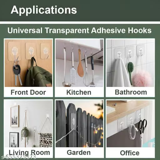 Photo Frame Hooks for Wall Without Drilling, Self Adhesive Hooks for Wall Heavy Duty Strong Nail Free for Hanging Photo Frame, Home, Kitchen & Office(Buy 10 Get 10 Free)